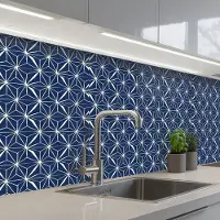 KitchenYeah Keuken achterwand 150x80 cm - Spatscherm zelfklevend Vormen - Patronen - Japans - Muurbeschermer - Spatwand fornuis