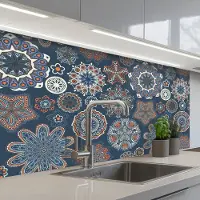 KitchenYeah Keuken achterwand 100x60 cm - Spatscherm zelfklevend Patronen - Ornament - Versiering - Muurbeschermer - Spatwand fornuis