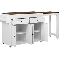 Merax Keukeneiland op Wielen - Uitklapbare Keuken Trolley met Werkblad en Schuiven - Mobiel Keukenkastje met Opbergruimte - 112-180x45x92 cm - Wit + Notenhout