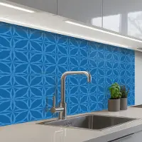 KitchenYeah Keuken achterwand 100x60 cm - Spatscherm zelfklevend Kompas - Blauw - Patronen - Muurbeschermer - Spatwand fornuis