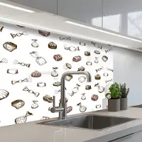 KitchenYeah Keuken achterwand 80x60 cm - Spatscherm zelfklevend Snoep - Vintage - Chocolade - Design - Muurbeschermer - Spatwand fornuis