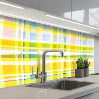 KitchenYeah Keuken achterwand 100x60 cm - Spatscherm zelfklevend Geel - Patroon - Zomer - Muurbeschermer - Spatwand fornuis
