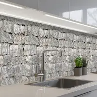 KitchenYeah Keuken achterwand 350x60 cm - Spatscherm zelfklevend Natuurstenen - Muur - Afbrokkeling - Muurbeschermer - Spatwand fornuis