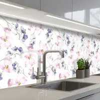 KitchenYeah Keuken achterwand 300x80 cm - Spatscherm zelfklevend Bloemen - Waterverf - Bohemian - Patroon - Muurbeschermer - Spatwand fornuis