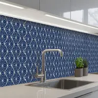 KitchenYeah Keuken achterwand 400x60 cm - Spatscherm zelfklevend Vormen - Patronen - Japans - Muurbeschermer - Spatwand fornuis
