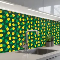KitchenYeah Keuken achterwand 400x60 cm - Spatscherm zelfklevend Donkergroen - Ananas - Bladeren - Muurbeschermer - Spatwand fornuis