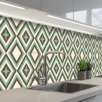 KitchenYeah Keuken achterwand 400x60 cm - Spatscherm zelfklevend Jaren 50 - Ster - Design - Muurbeschermer - Spatwand fornuis