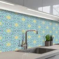 KitchenYeah Keuken achterwand 200x80 cm - Spatscherm zelfklevend Bloemen - Boho - Patronen - Mandala - Vintage - Muurbeschermer - Spatwand fornuis