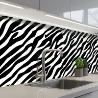 KitchenYeah Keuken achterwand 200x80 cm - Spatscherm zelfklevend Dieren - Zebra - Design - Muurbeschermer - Spatwand fornuis