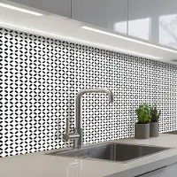 KitchenYeah Keuken achterwand 150x80 cm - Spatscherm zelfklevend Zwart - Wit - Geometrie - Patronen - Abstract - Muurbeschermer - Spatwand fornuis
