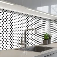 KitchenYeah Keuken achterwand 400x80 cm - Spatscherm zelfklevend Design - Lijn - Patroon - Zwart - Wit - Muurbeschermer - Spatwand fornuis
