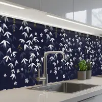 KitchenYeah Keuken achterwand 300x60 cm - Spatscherm zelfklevend Sakura - Bloesem - Patroon - Japan - Muurbeschermer - Spatwand fornuis
