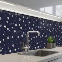 KitchenYeah Keuken achterwand 300x60 cm - Spatscherm zelfklevend Sakura - Bloemen - Japans - Patronen - Muurbeschermer - Spatwand fornuis