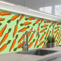KitchenYeah Keuken achterwand 300x60 cm - Spatscherm zelfklevend Vintage - Wortel - Patronen - Groente - Muurbeschermer - Spatwand fornuis