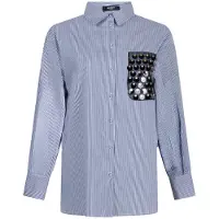 Jansen Amsterdam Dames Blouses Goldie Blouse Cs3 726 Sequins Pocket - Multi - Maat 38