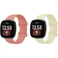 Strap-it Smartwatch bandjes set – siliconen horlogebandjes geschikt voor Fitbit Versa 3 / Versa 4 / Sense / Sense 2 – Roze & Lichtgeel – Maat S (2-pack)