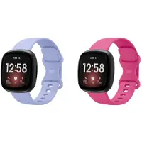 Strap-it Smartwatch bandjes set – siliconen horlogebandjes geschikt voor Fitbit Versa 3 / Versa 4 / Sense / Sense 2 – Knalroze & Lavendel – Maat S (2-pack)