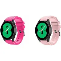 Strap-it Bundel – Siliconen Bandje Roze + Knalroze – geschikt voor Samsung Galaxy Watch 7 / 6 (Classic) / 5 / 5 Pro / 4 (Classic) / Watch FE – Sportieve en Vrouwelijke Smartwatch Bandjes