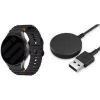 Strap-it Siliconen Wave bandje zwart + Oplaadkabel – geschikt voor Samsung Galaxy Watch 7 (40/44mm) / 6 (Classic) / 5 (Pro) / 4 (Classic) / FE – comfortabel & duurzaam - duurzaam