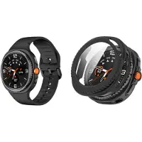 Strap-it Smartwatch Bundel – Siliconen Bandje met Gespsluiting & Hard Case met Screenprotector – Zwart – geschikt voor Samsung Galaxy Watch 8 Classic (46mm)