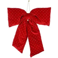 Edelman Kerststrik | polyester | rood met glitters | 50cm