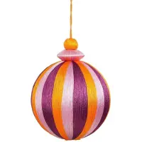 House of Seasons Kerstbal groot | paars/wit/oranje | plastic | 15cm