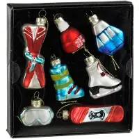 Mica Decorations Wintersport kerst ornament | | Set van 7 (Glas)