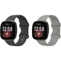 Strap-it Smartwatch bandjes set – siliconen horlogebandjes geschikt voor Fitbit Versa 3 / Versa 4 / Sense / Sense 2 – Grijs & Zwart – Maat S (2-pack)