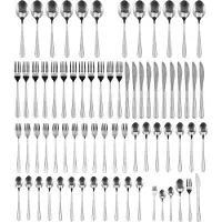 Discountershop Bestek set 12 Personen – RVS Bestekset 72-delig – Serviesset van Edelstaal met Lepels, Vorken, Tafelmessen - Dessertlepels en Gebaksvorkjes – Vaatwasserbestendig Glanzend Zilver Bestek