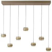 Paul Neuhaus 7L eettafel hanglamp Pure Falling Rings bronce