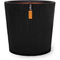 Capi Europe - Vaas conisch Groove NL - 45x41 - Zwart - Opening Ø37 - Bloempot voor binnen en buiten - Levenslang garantie - Breukbestendig - 100% Recyclebaar - CO2 Neutraal geproduceerd - KGVBL613