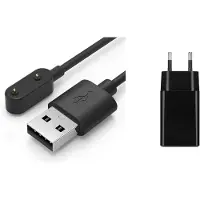 Strap-it USB-A oplader + 5W adapter – geschikt voor Samsung Galaxy Watch Fit 3 – vervangende oplaadkabel & veilige laadadapter (zwart)