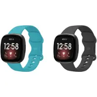 Strap-it Siliconen Smartwatch Bandjes 2-pack – Aqua & Zwart – Comfortabel, Duurzaam en Zweetbestendig – Geschikt voor Fitbit Versa 3 / Versa 4 / Sense / Sense 2 – Maat L