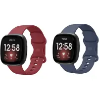 Strap-it Bundel – 2x Siliconen Horlogebandjes geschikt voor Fitbit Versa 3/4 & Sense/Sense 2 (Donkerblauw & Wijnrood, Maat L)