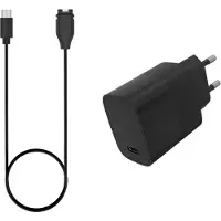 Bandz USB-C Oplader + 20W Adapter (Zwart) – duurzaam & veilig opladen – geschikt voor Garmin Vivoactive 3/4/5, Venu SQ/2/2s/2 Plus/3/3s, Fenix 5/6/7/8, Forerunner 55/165/245/255/265 & Instinct