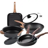 Rosmarino Pannenset inductie - 10delig - Pannensets - Cooltouch handgreep - Zwart