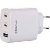 TEKMEE GaN Oplader - USB C Adapter – 45W Snellader – 2xUSB-C & 1xUSB-A