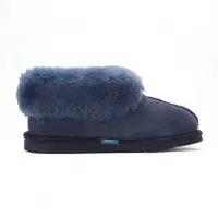 Infinity Leather Dames schapenvacht suède enkellaarsjes marineblauw instapper winter - Glacier