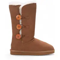 Infinity Leather Dames schapenvacht suède bruine knoop warme winterlaarzen - Willow
