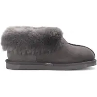 Infinity Leather Dames schapenvacht suède enkellaarsjes grijs instapper winter - Glacier