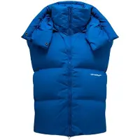 OFF-WHITE Gebroken wit Bouce gilet met capuchon, pauwblauw donsjack