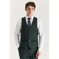 Paul Andrew Heren Groen Pak Vest Prince of Wales Formeel Vest