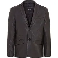 Infinity Leather Heren Zwart Slim Leren Italiaanse Blazer Jas-Somero