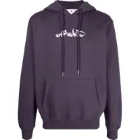 OFF-WHITE Gebroken witte slim-fit aubergine hoodie met scriptlogo