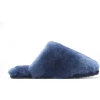 Infinity Leather Dames schapenvacht pantoffels marineblauw warme winterbont muiltje - Aurora