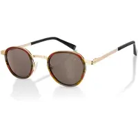 Infinity Leather De-Gamme Gouden Retro Ronde Gepolariseerde Zonnebril - Parijs