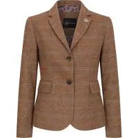 TruClothing Dames Oak Brown Tailored Fit Tweed Blazer met visgraatmotief