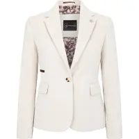 TruClothing Crèmekleurige getailleerde damesblazer van wolmix tweed