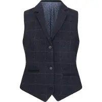 TruClothing Marineblauw, getailleerde tweed formeel gilet voor dames