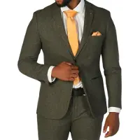 Paul Andrew Heren olijfgroene wolmix tweed formele blazer
